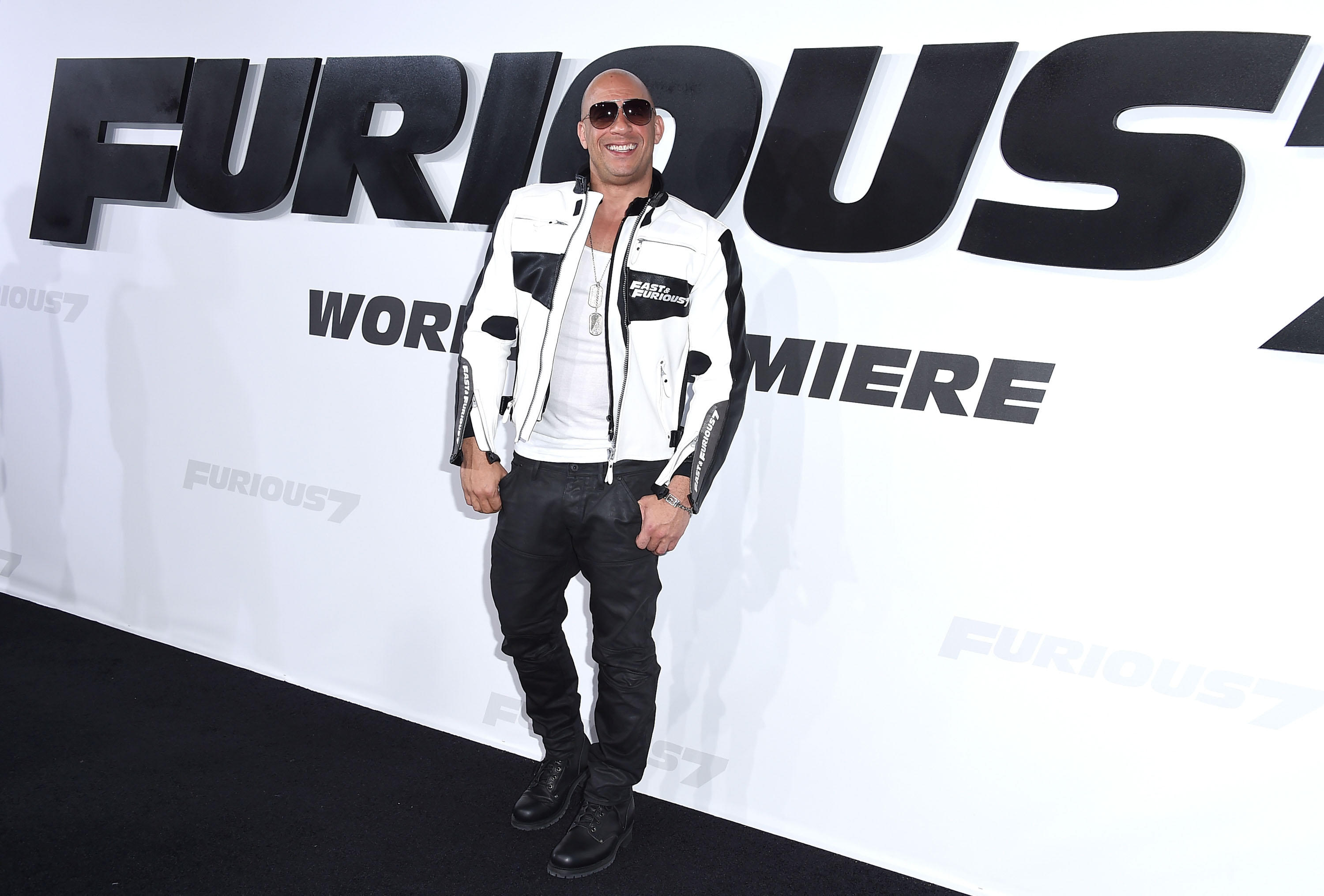 Vin Diesel arrvies at the 'Furious 7' premiere