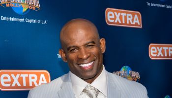 Deion Sanders And Leah Remini At 'Extra'