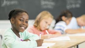 Diverse elementary students in the classroom