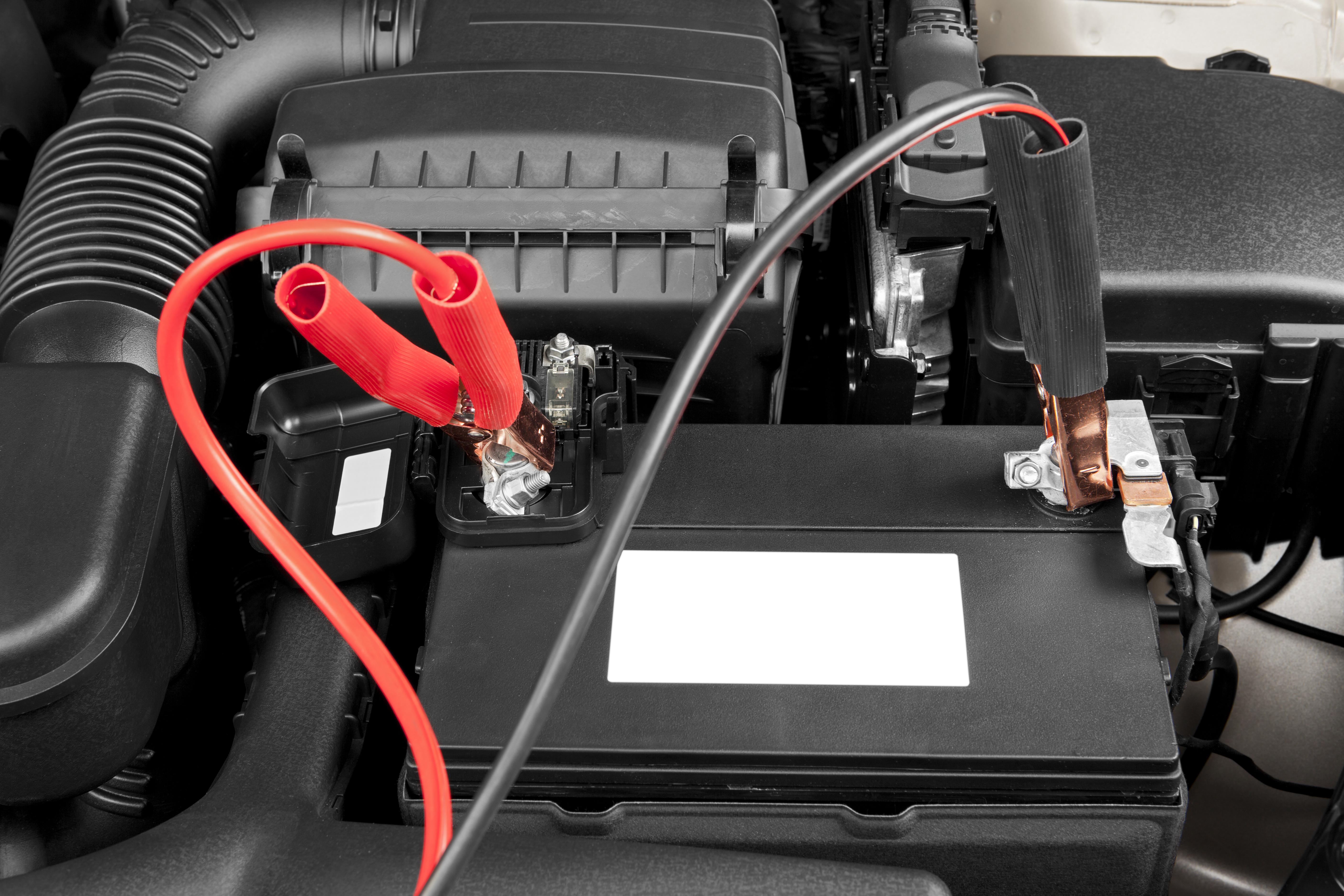 Car Battery with Jumper Cables