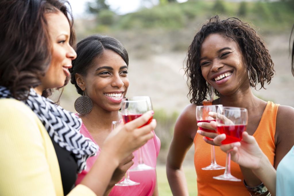 Best Friends enjoying wine