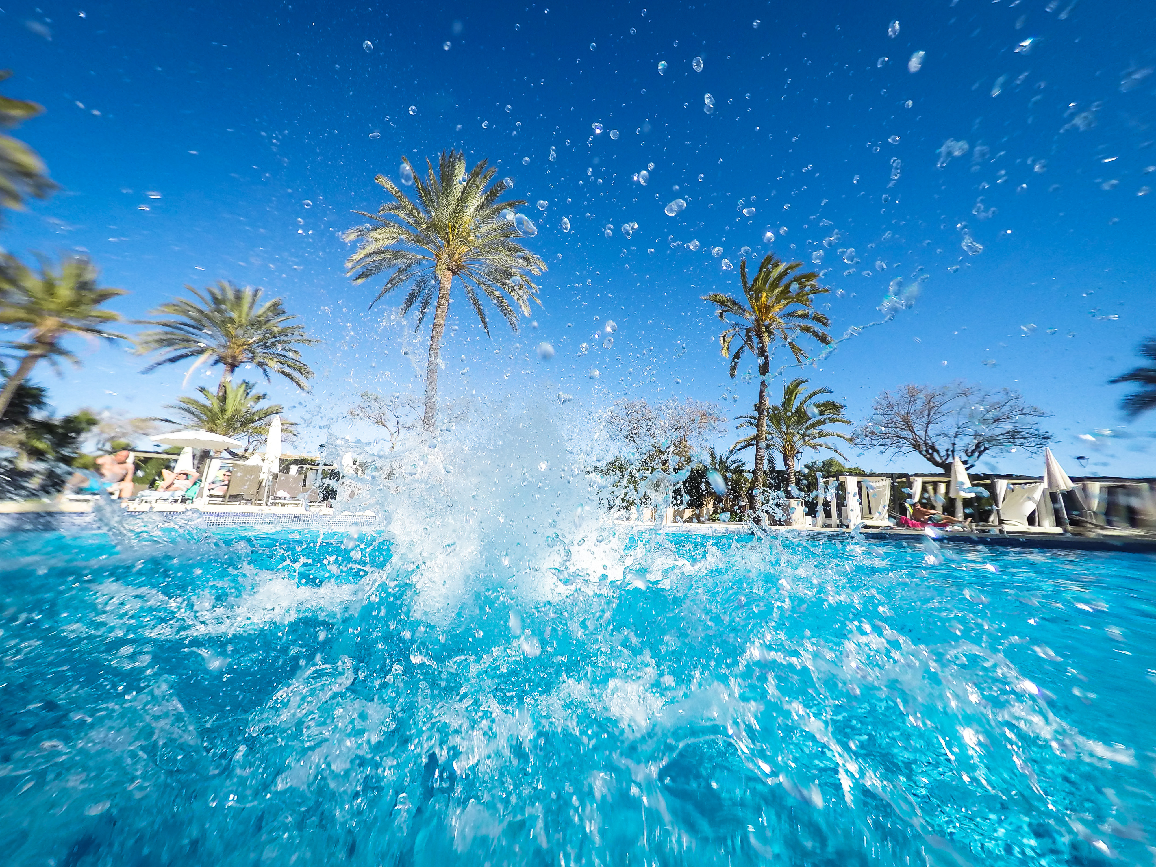 Splashing water in pool