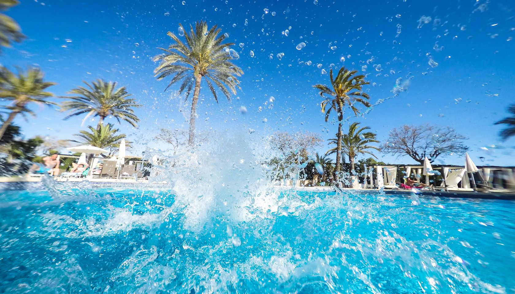 Splashing water in pool
