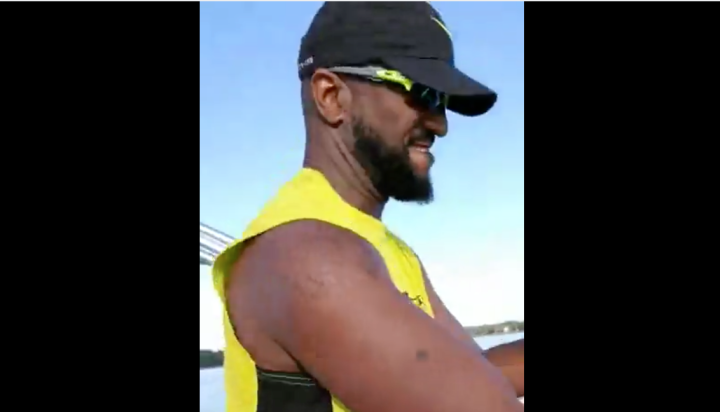 Rickey Smiley on a boat