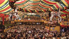 The interior of the Hippodrom Beer Tent, Oktoberfest, Munich, Germany