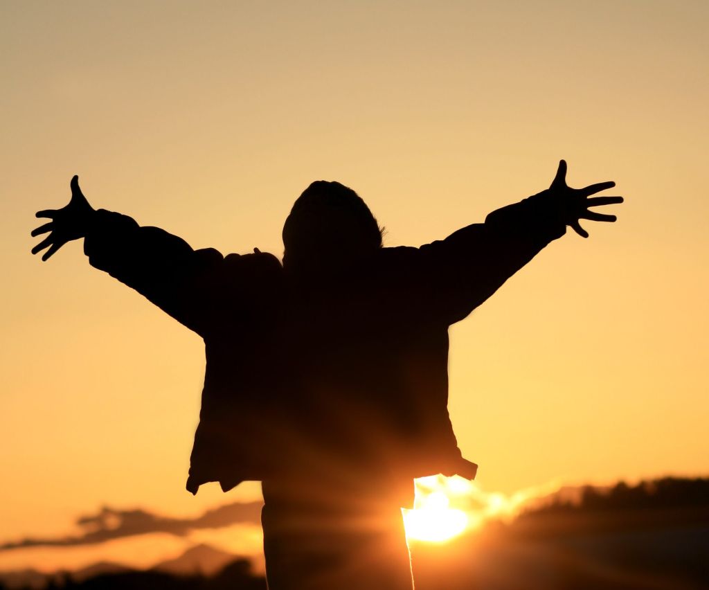 A Silhouette of a Joyful Person