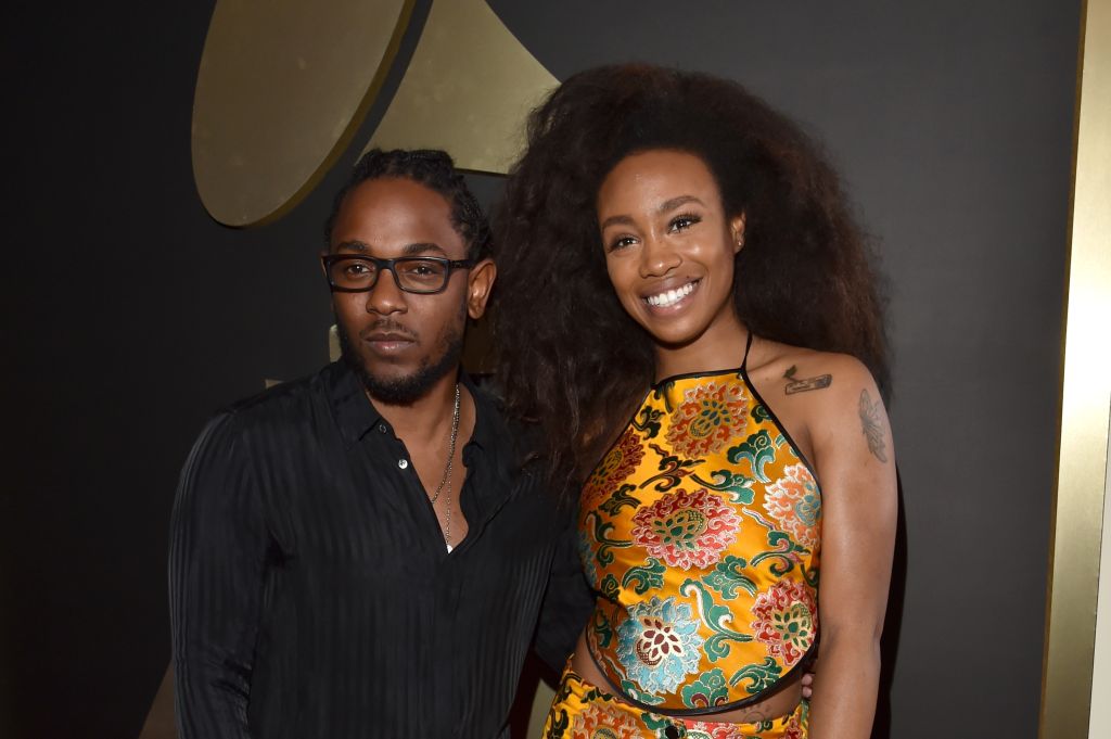 SZA with Kendrick Lamar on the red carpet for the 58th Grammy