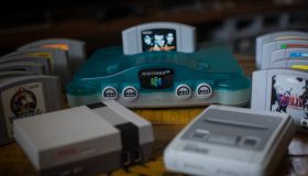 A Japanese edition of the Nintendo 64 clear blue version (M...