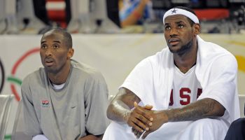 Beijing 2008 - Basketball - NBA's Los Angeles Lakers Kobe Bryant and Cleveland Cavaliers forward LeBron James