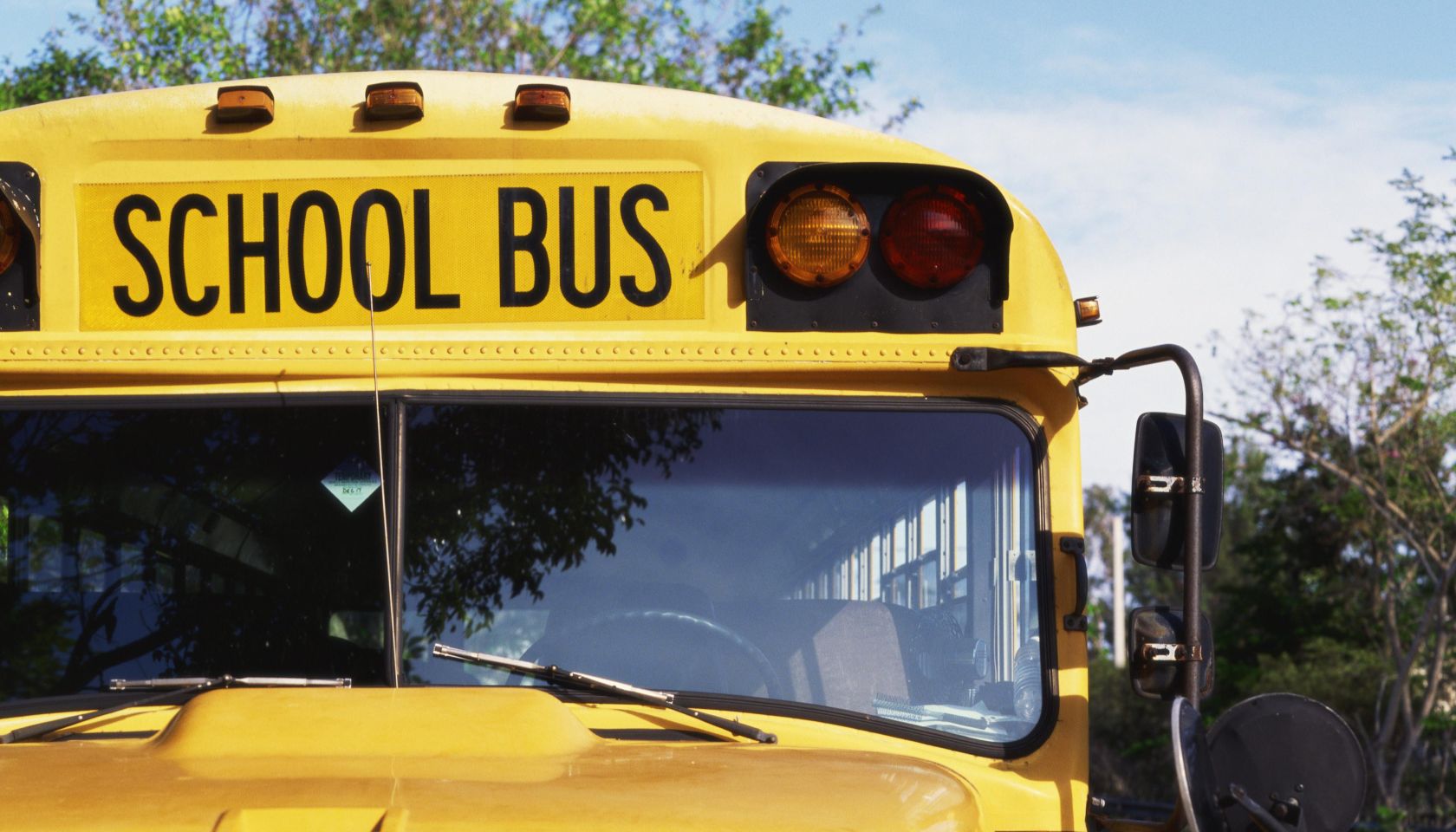 Front view of a school bus