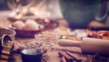 Ingredients and Baking Utensils for Baking Christmas Cookies