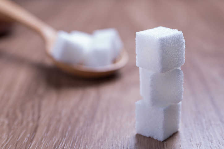 Close-Up Of Sugar Cubes On Table