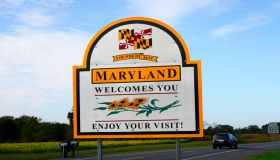 Welcome to Maryland road sign entering the state