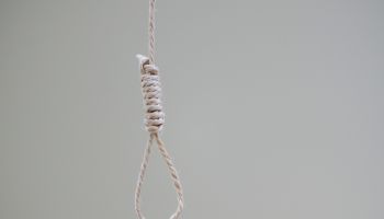 Hanging Noose Rope Against White Background