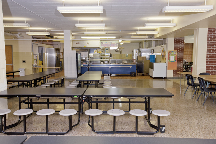 Empty school cafeteria