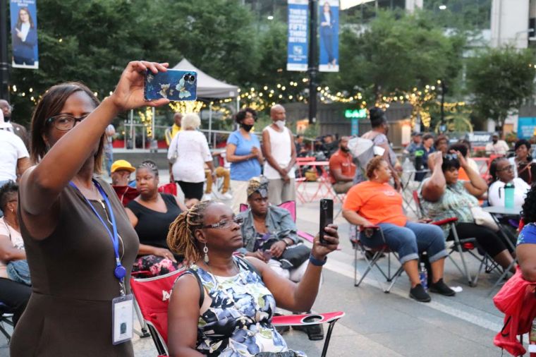 Fans supporting Rickey Smiley Morning Show in Cincinnati