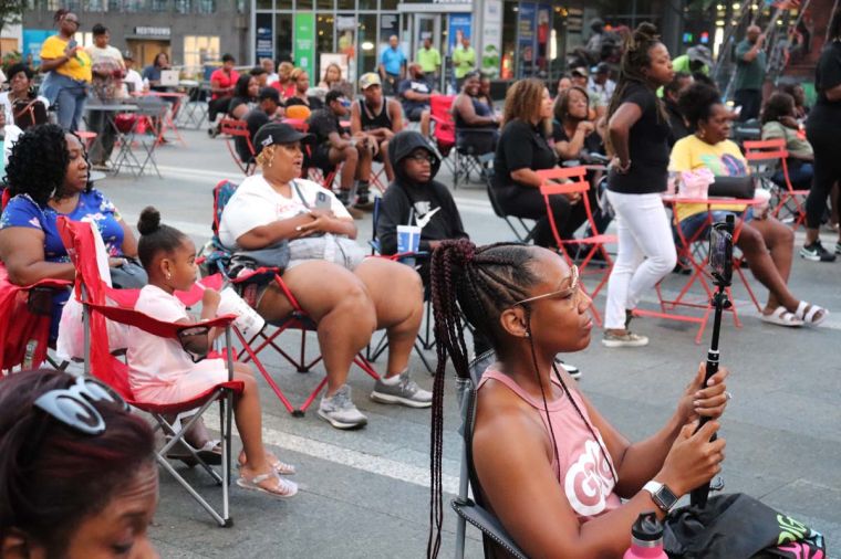 Fans supporting Rickey Smiley Morning Show in Cincinnati
