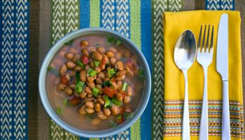 Pinto beans and silverware