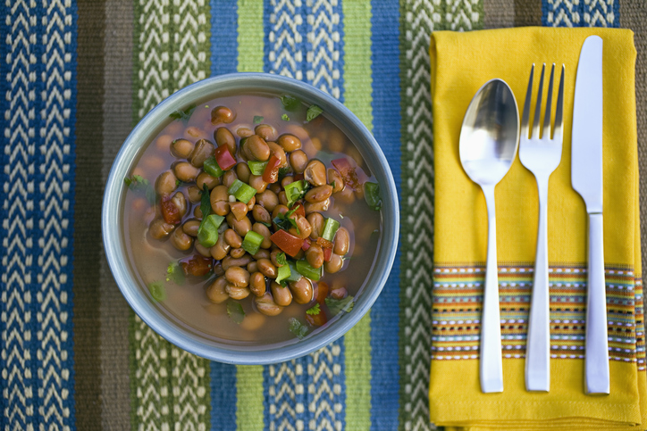 Pinto beans and silverware