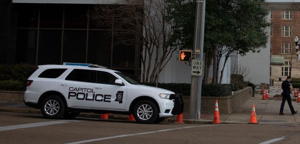 Capitol Police patrol downtown Jackson, Mississippi