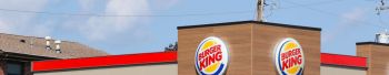 An exterior view of Burger King, a fast food restaurant...