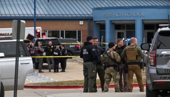 Law Enforcement Officers Investigate A Mass Shooting At Perry High School In Perry Iowa