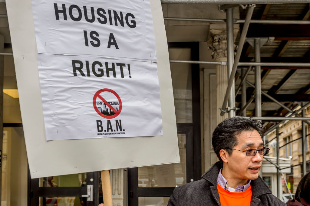 The Brooklyn Anti-gentrification Network (BAN) protest at...